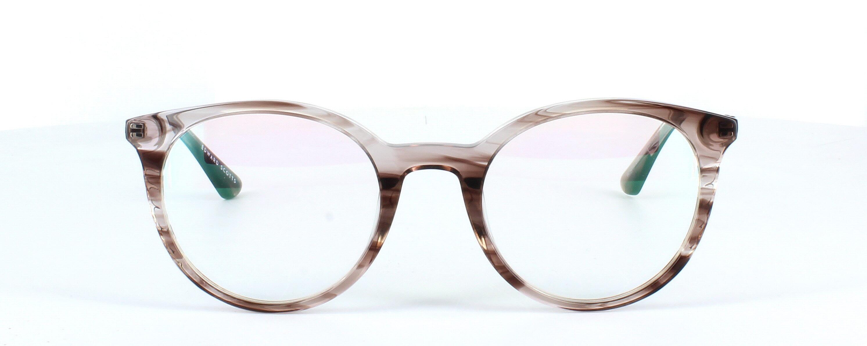 Edward Scotts BJ9211 - Brown -  Women's round shaped acetate with gold metal arms that are sprung hinged at the temples - image view 2