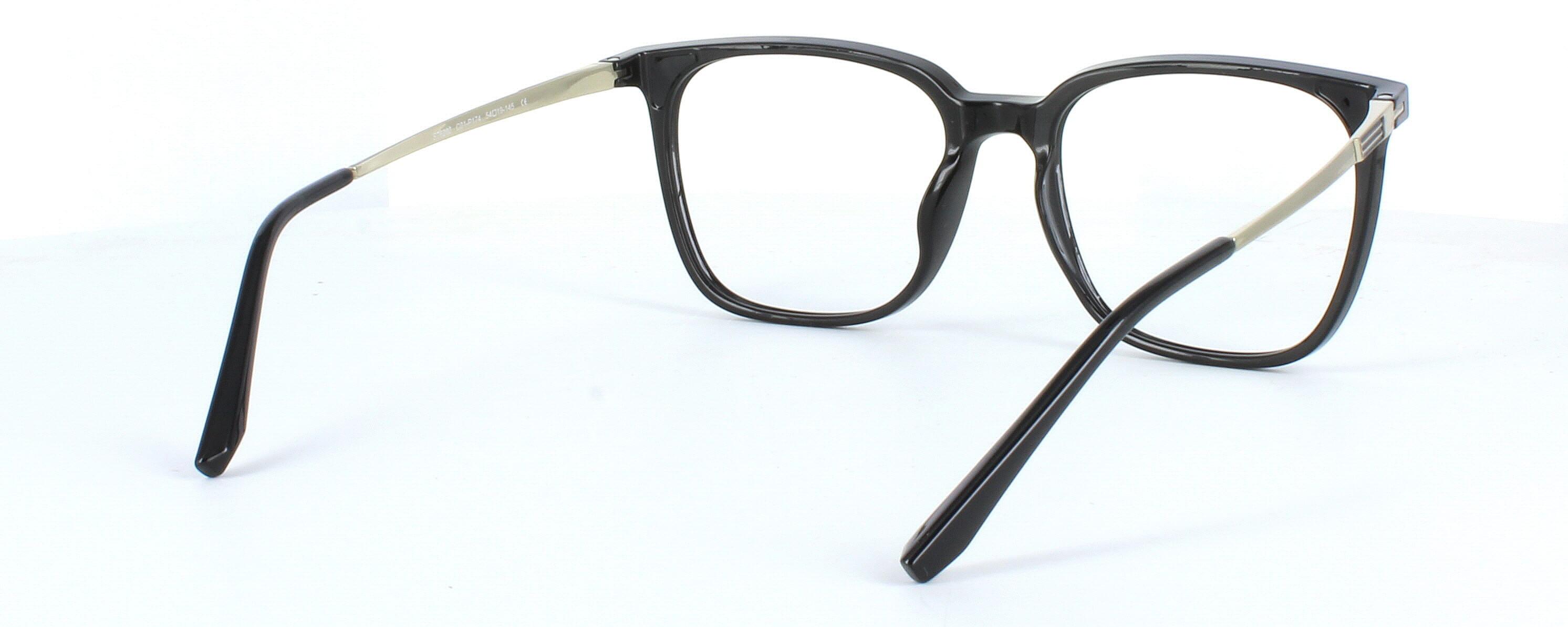 Edward Scotts ST6202 - Shiny black - Gent's acetate frame with square shaped lenses with silver titanium arms - image view 5