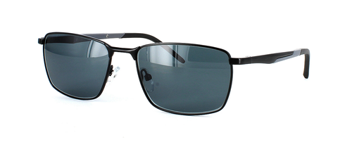 Millsy - Gent's rectangular shaped metal sunglasses in black and gunmetal - image view 1