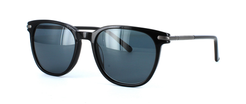 Brunel - Round shaped acetate sunglasses frame in shiny black with sprung hinged temples - image view 1