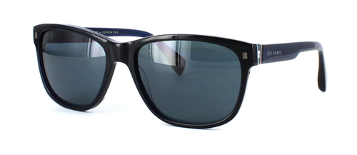 Ted Baker Dayton - Dark blue acetate unisex sunglasses with crystal blue arms and patterned reverse - image view 1