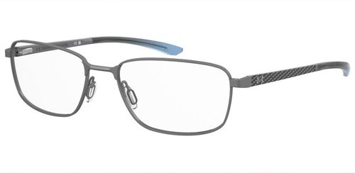 Gent's stainless steel rectangular shaped glasses with carbon fiber temples with rubber coated inserts and ear tips and adjustable nose pads - image view 1