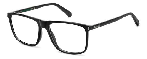 Men's rectangular shaped eco friendly bio polyamide frame in black with quality three barrel hinge at the temple supporting matching arms - image view 1