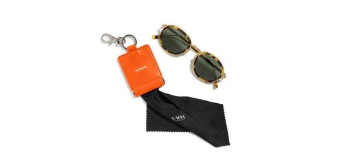 NAOA Apple-Leather Keyring w/ Microfiber Cloth - Tangerine