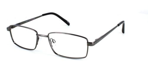 Lenny - Shiny Gunmetal men's rectangular metal full rim optical frames in gunmetal with sprung hinges - image view 1
