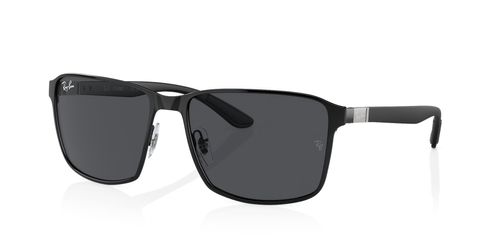 Ray Ban 3721 186 unisex's square metal full rim non-prescription sunglasses in black with spring/flex hinges - image view 1