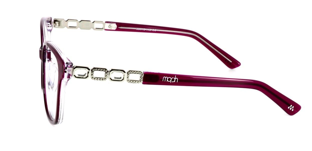 Hackleton - Ladies burgundy and crystal acetate glasses frame with diamantee inserts along the arms - image view 2