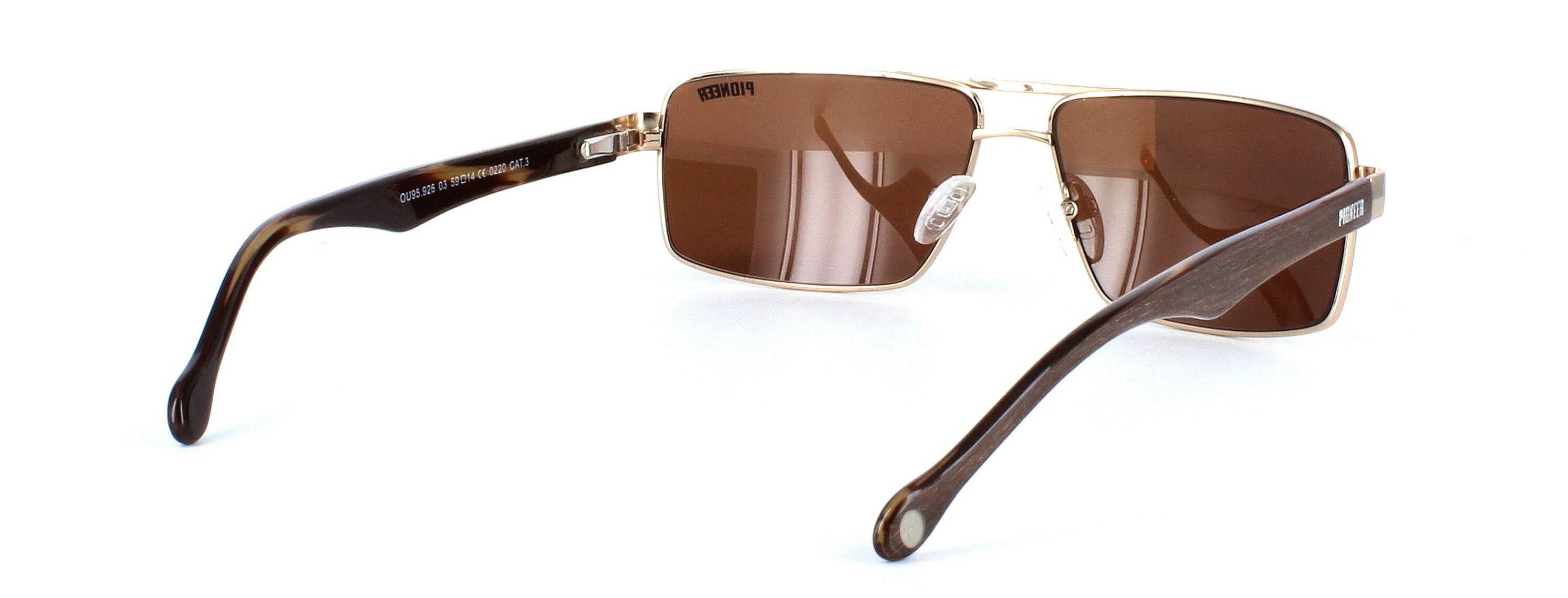 Odonata - Unisex aviator style prescription sunglasses in gold - image view 4