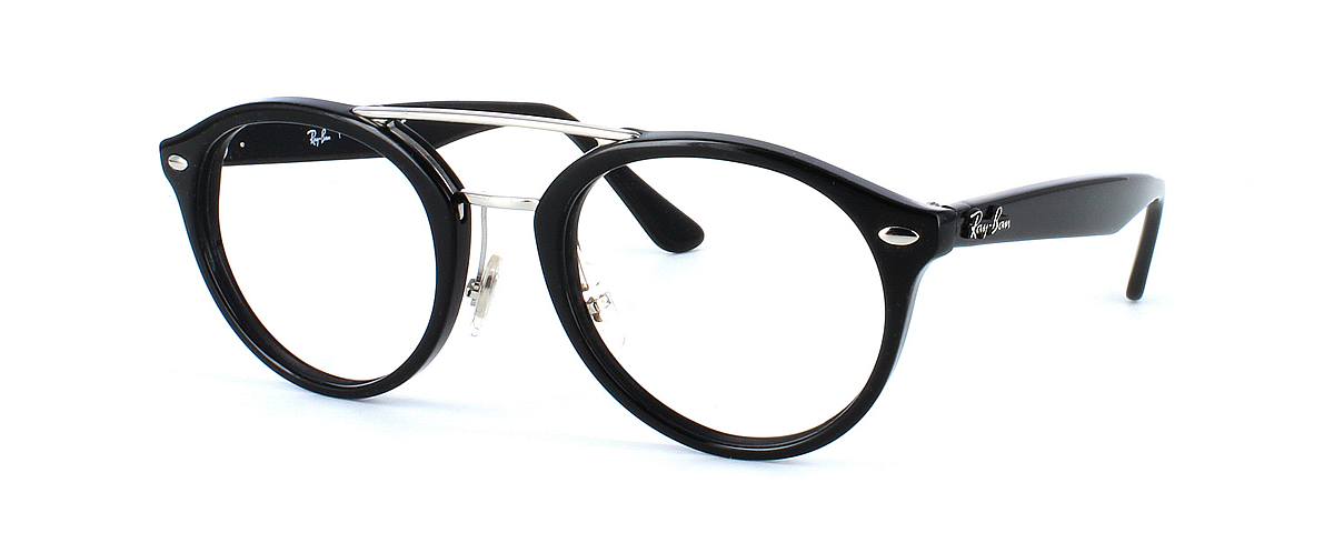 Ray Ban 5347 - Ladies acetate & metal combination frame. Black face & arms with double metal nose bridge in silver - image view 1