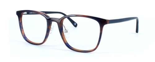 Benetton BEO1002 155 - Unisex hand made acetate glasses with tortoise & blue face and dark blue sprung hinged arms - image view 1