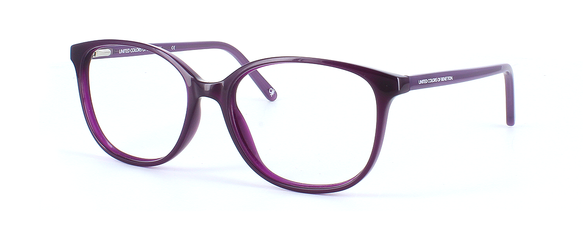 Benetton BEO1031 238 - Women's plastic glasses frame with purple front face and matching sprung hinged arms - image view 1