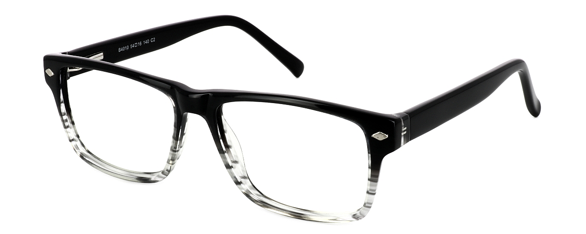 Cortino - Unisex black & crystal rectangular shaped graduated frame with sprung hinge temples - image view 1
