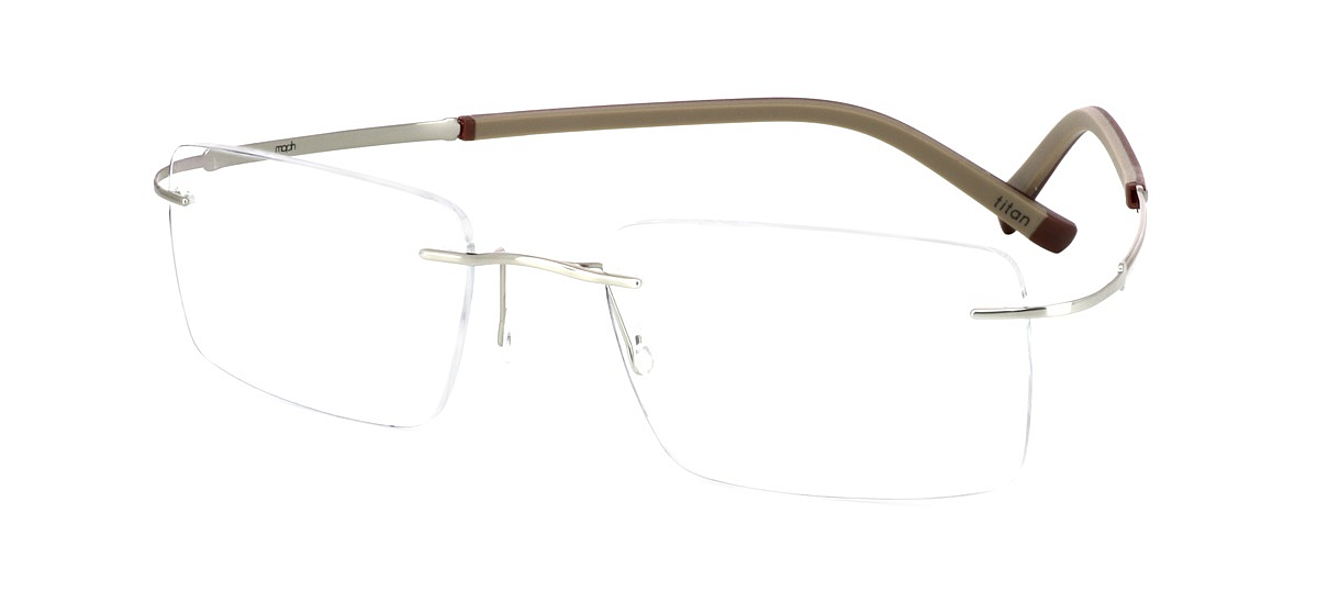 Panza - Light gold and brown unisex rimless titanium glasses with flexi arms - image view 1