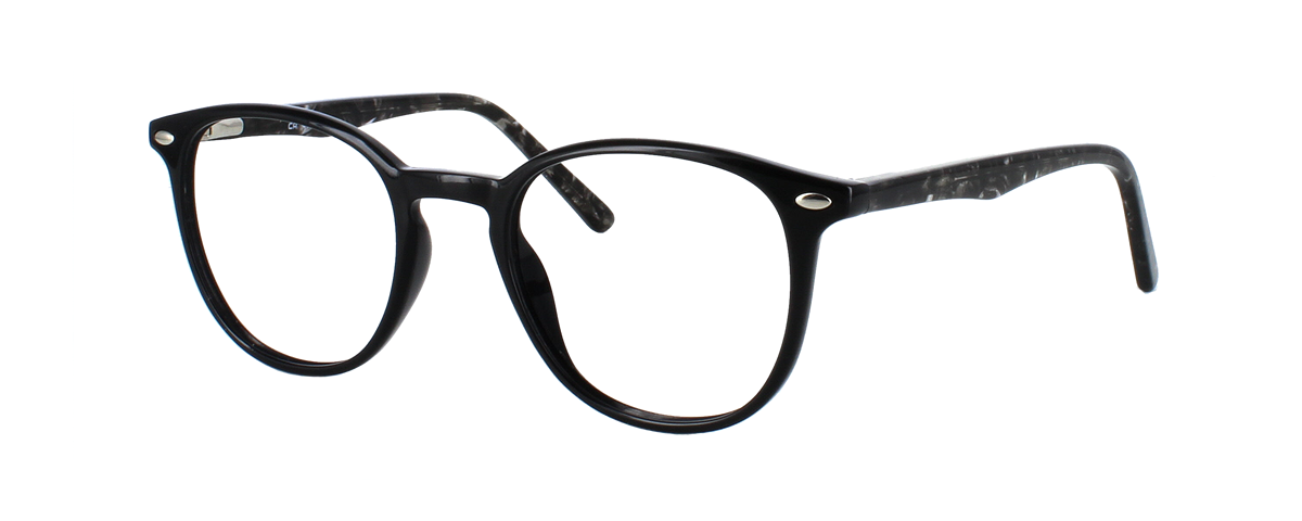 Canis - shiny black plastic round shaped glasses frame - image 1
