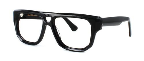 Bowyer & Finch Quartz - Gent's premium full rim black frame with double nose bridge and matching black arms with 5 bar barrel hinges - image view 1