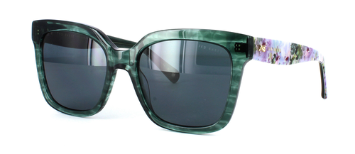 Ted Baker Sandi - Womens crystal green large sunglasses with floral patterned acetate arms - image view 1