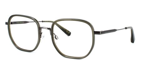 Ted Baker Harvey - Unisex square shaped metal and acetate combination frame in dark gunmetal with green acetate insert - image view 1