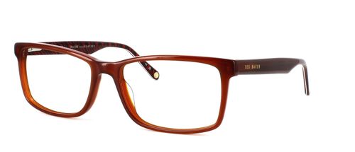 Ted Baker Felix - Milky amber unisex frame with matching arms that have a burgundy patterned reverse and sprung hinged temples - image view 1