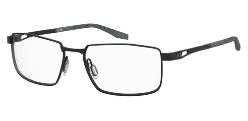 Men's rectangular shaped lightweight titanium frame in black with a fixed hinge and adjustable nose pads and ear tips which add comfort and durability - image view 1