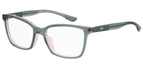 Women's eco-frindly acetate glasses in crystal green with foil logo at the temples and laminated accents at the ear tips and temples - image view 1