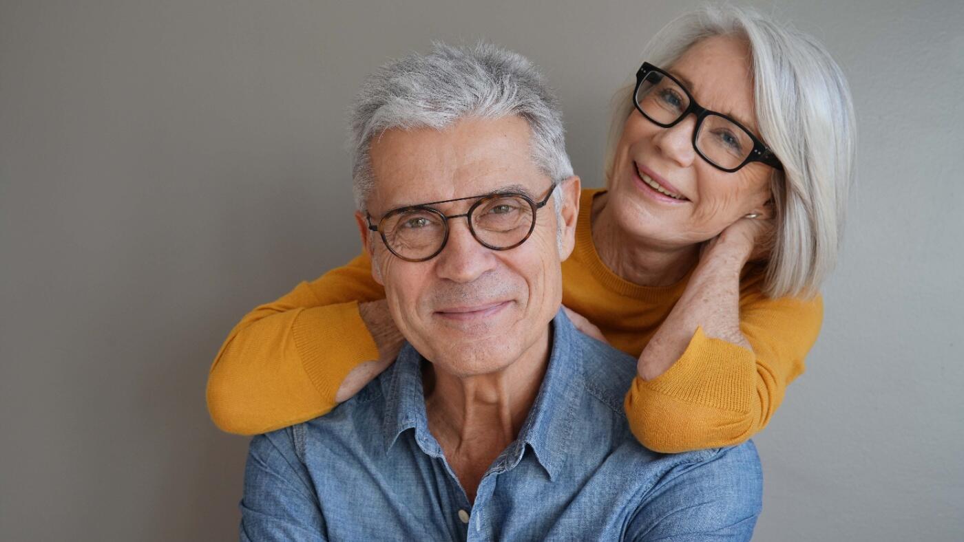 Couple wearing varifocal glasses