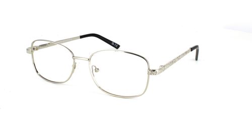 Belinda - Ladies silver, metal, rounded rectangle shaped frames with textured arms and sprung hinged temples - image view 2