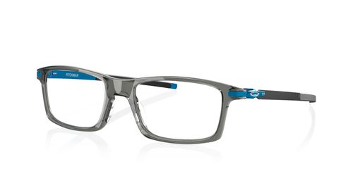 Oakley Pitchman 0OX8050 men's rectangular metal full rim optical frames in smoke grey/blue accents with fixed hinges - image view 1