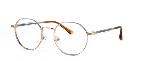 Cassiopeia - ladies 2-tone metal glasses in lilac & gold with hexagonal shaped lenses - image view 1