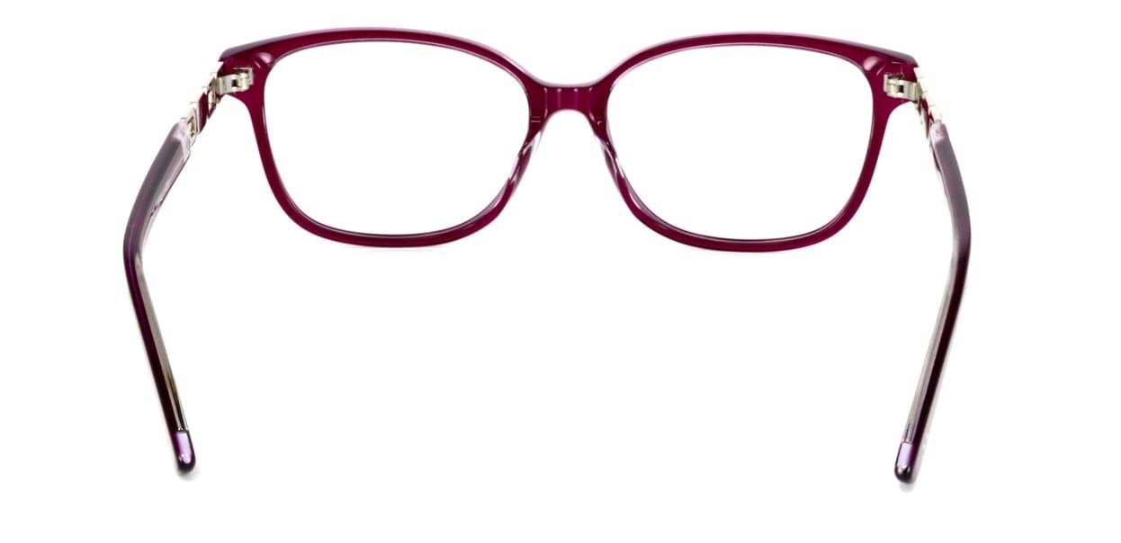 Hackleton - Ladies burgundy and crystal acetate glasses frame with diamantee inserts along the arms - image view 3
