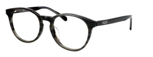 Jarrow - unisex round shaped acetate glasses in grey stripe with sprung temples - image view 1