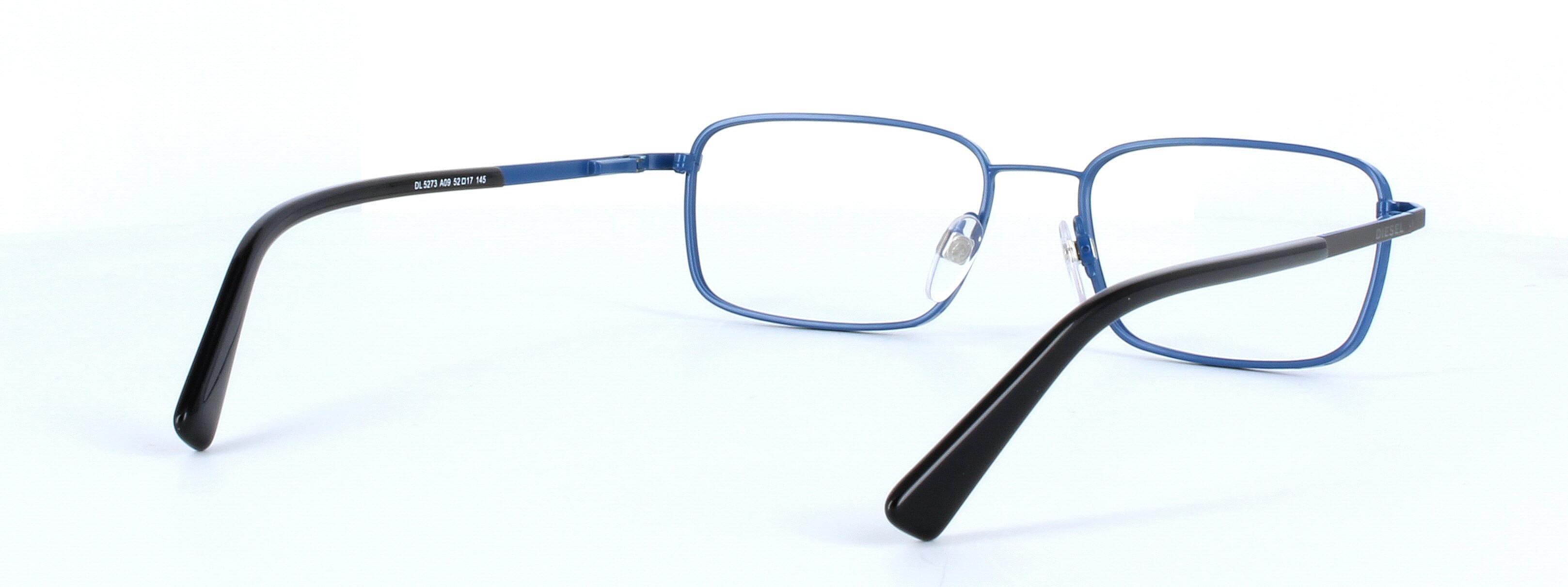 Diesel 5273 - Unisex designer glasses - 2 tone full rim rectangular shaped metal frame on gunmetal and blue - image view 4