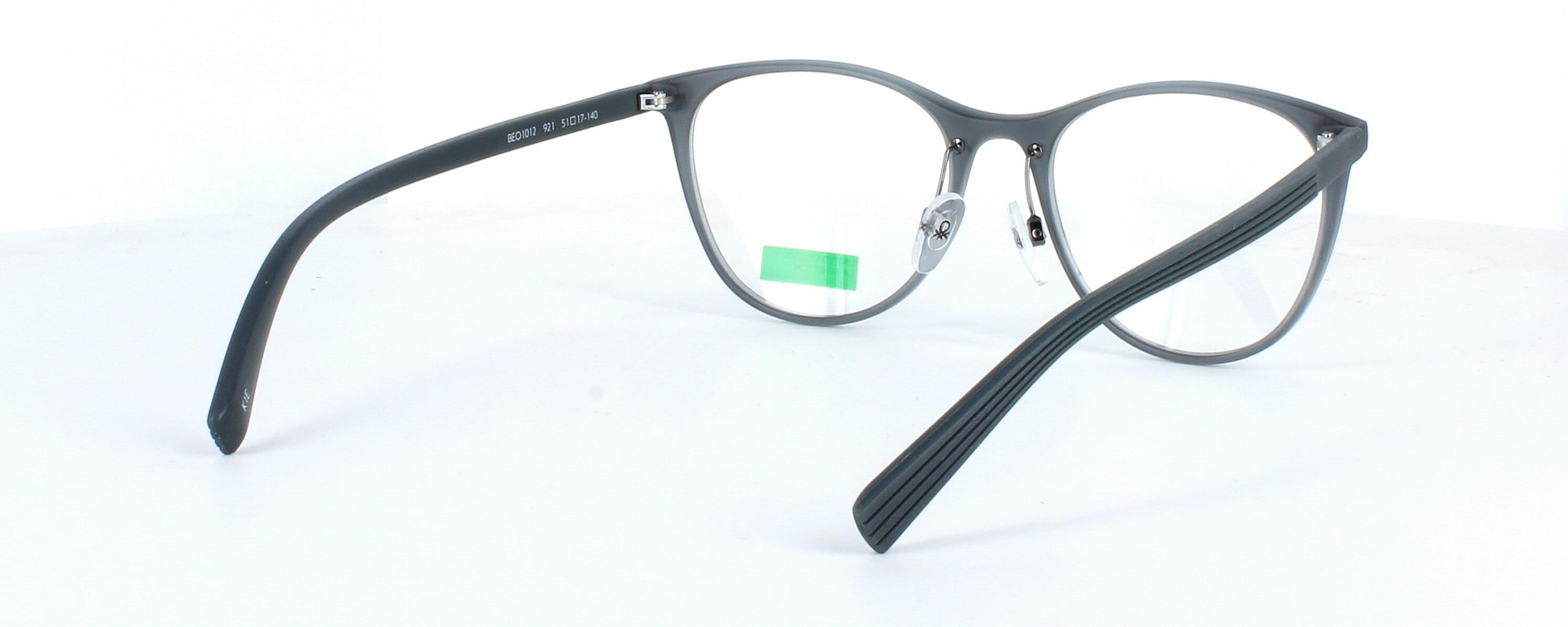 Benetton BEO1013 112 - Women's matt crystal grey round shaped TR90 lightweight plastic glasses frame with grey arms - image view 5