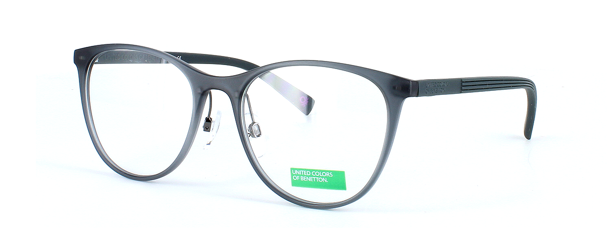 Benetton BEO1013 112 - Women's matt crystal grey round shaped TR90 lightweight plastic glasses frame with grey arms - image view 1