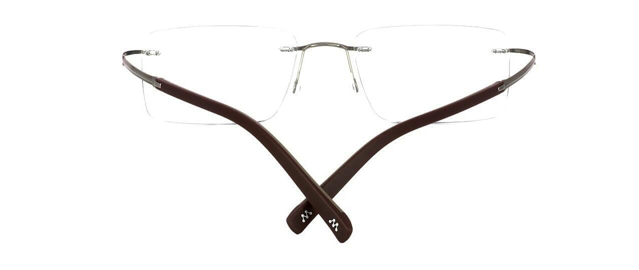 Panza - Light gold and brown unisex rimless titanium glasses with flexi arms - image view 3