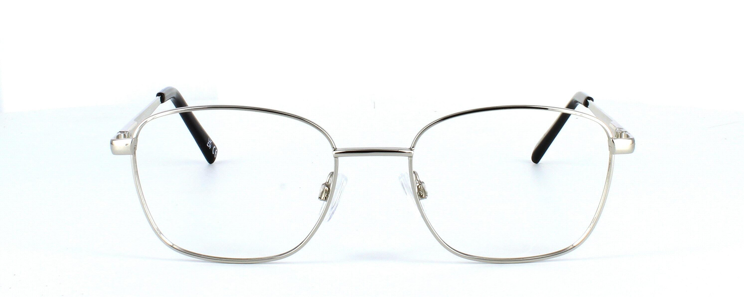 Blanko - Unisex shiny silver metal square shaped glasses with sprung hinge temple - image view 2