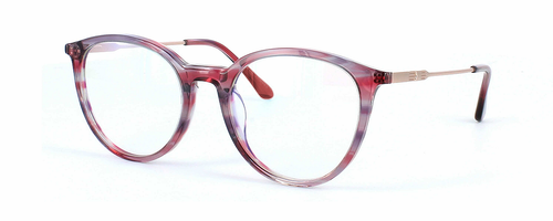 Edward Scotts BJ9201 C614 - Women's round shaped shiny burgundy, purple & grey acetate glasses with gold metal spring hinged arms - image view 1