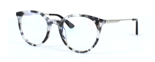 Edward Scotts BJ9211 - Black, white & grey -  Women's round shaped acetate with gold metal arms that are sprung hinged at the temples - image view 1