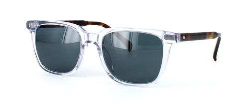 Vega - Clear crystal unisex acetate sunglasses frame with 5 barrel hinges and tortoise arms. Rectangular shaped lenses - image view 1