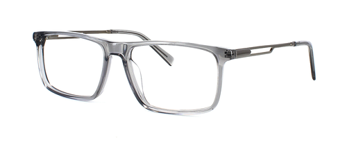 Delat - Crystal grey rectangular shaped acetate glasses with metal gunmetal coloured sprung hinged arms - image view 1