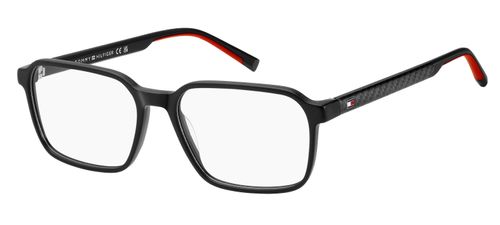 TH2199 is a masculine black and red frame with flex hinges and rubber coated ear tips - image view 1