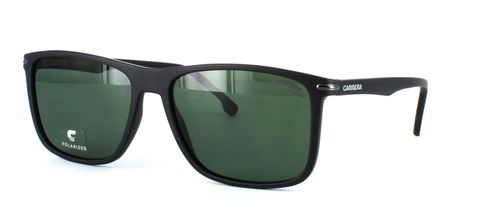 Men's rectangular shaped prescription sunglasses in matt black with a choice of lens options. This frame has sprung hinged temples - image view 1