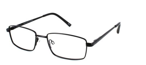 Lenny - Matt Black men's rectangular metal full rim optical frames in black with sprung hinges - image view 1