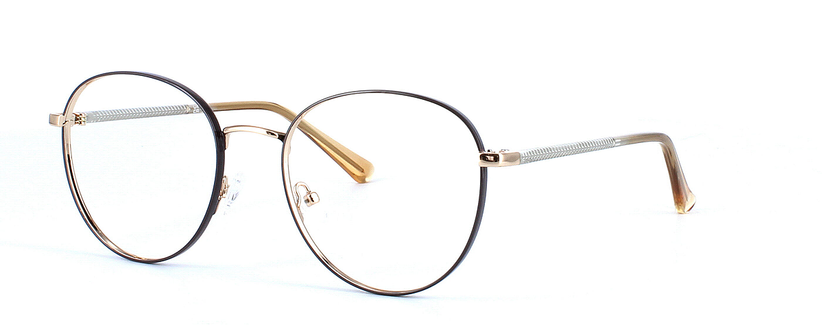 Sagittarius - Unisex round shaped metal glasses frame - grey & gold - image 1