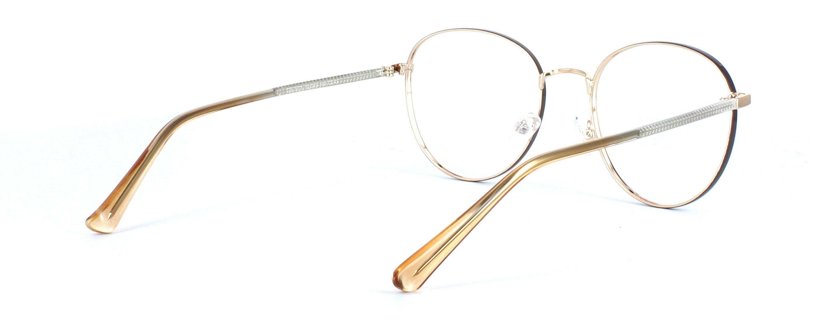 Sagittarius - Unisex round shaped metal glasses frame - grey & gold - image 4