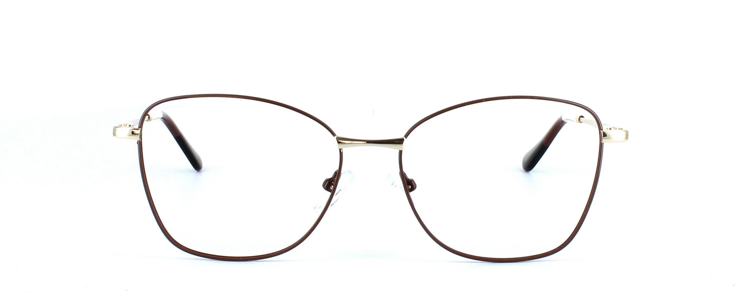 Taurus - unisex 2-tone square shaped metal glasses - brown & gold - image 5