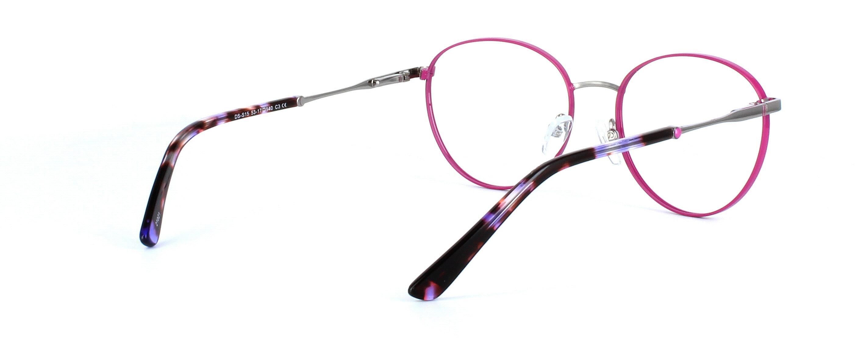 Venus - ladies round shaped glasses frame - pink & silver - image view 4