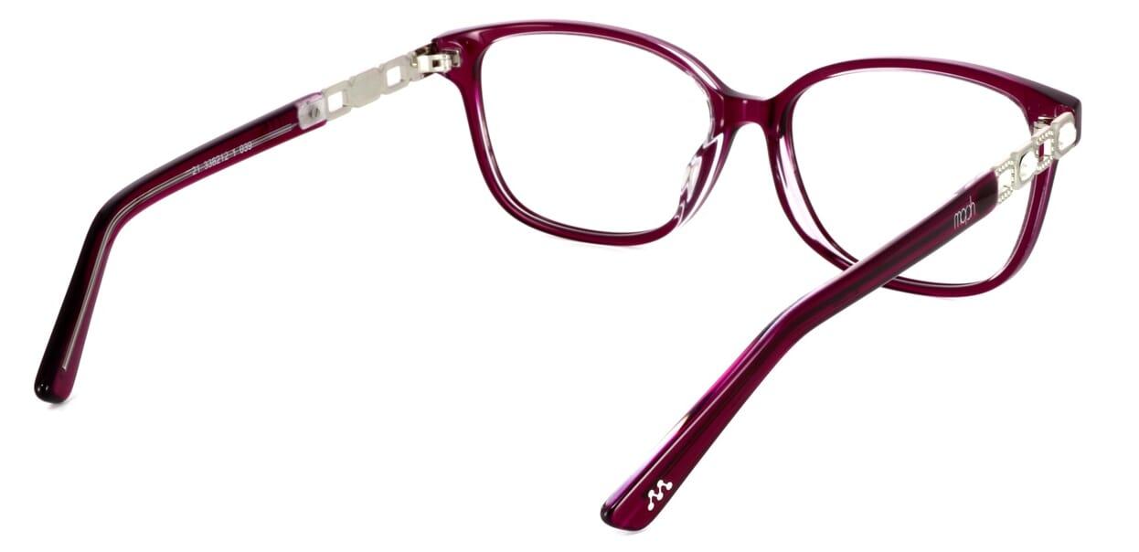 Hackleton - Ladies burgundy and crystal acetate glasses frame with diamantee inserts along the arms - image view 4