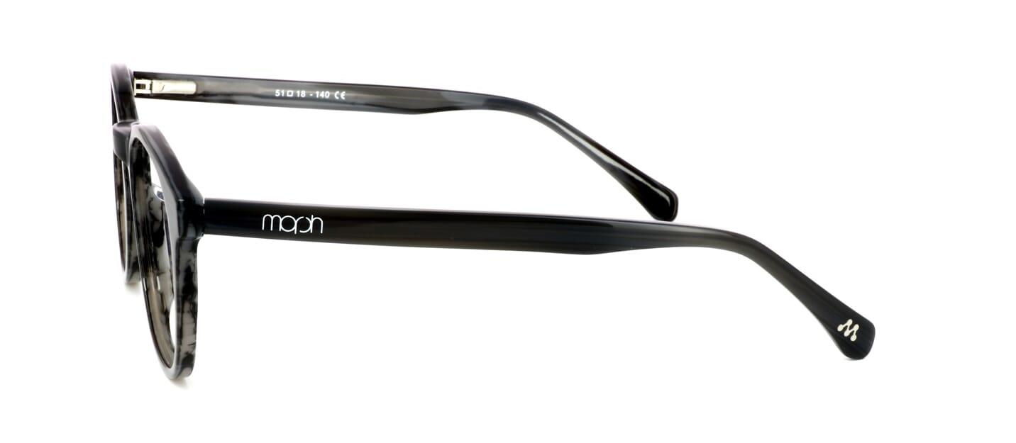 Jarrow - unisex round shaped acetate glasses in grey stripe with sprung temples - image view 2