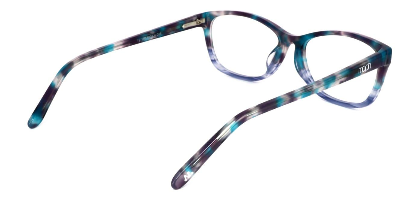 Yatesbury - mottled blue women's plastic glasses frame with oval shaped lenses - image view 4