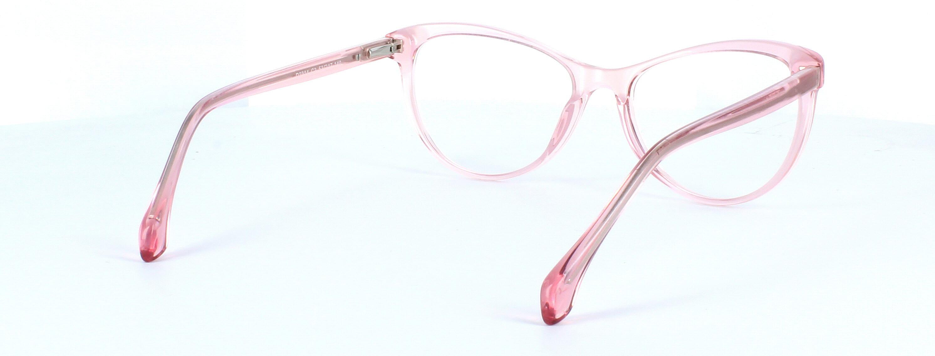 Hadlow - Ladies crystal pink cat eye shaped acetate glasses frame - image view 4